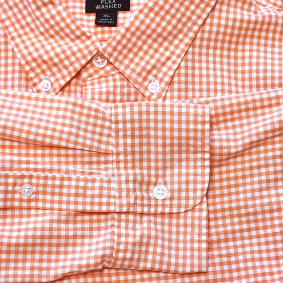 J. Crew Button Down Long Sleeved Shirt Soft Coral & White Check Size Slim XL - Picture 11 of 15